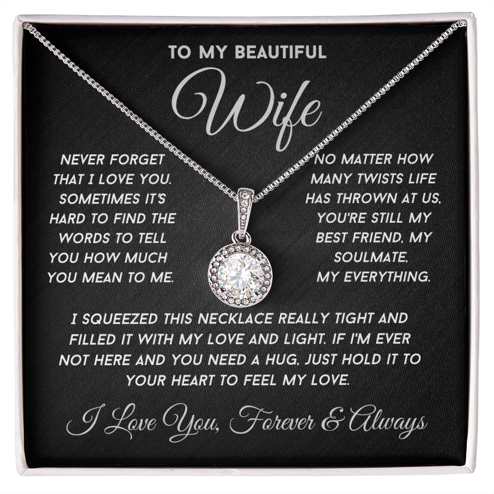 To My Wife Everlasting Love Necklace Gift For Her, Wife, Anniversary, Valentine, Birthday with Message Card