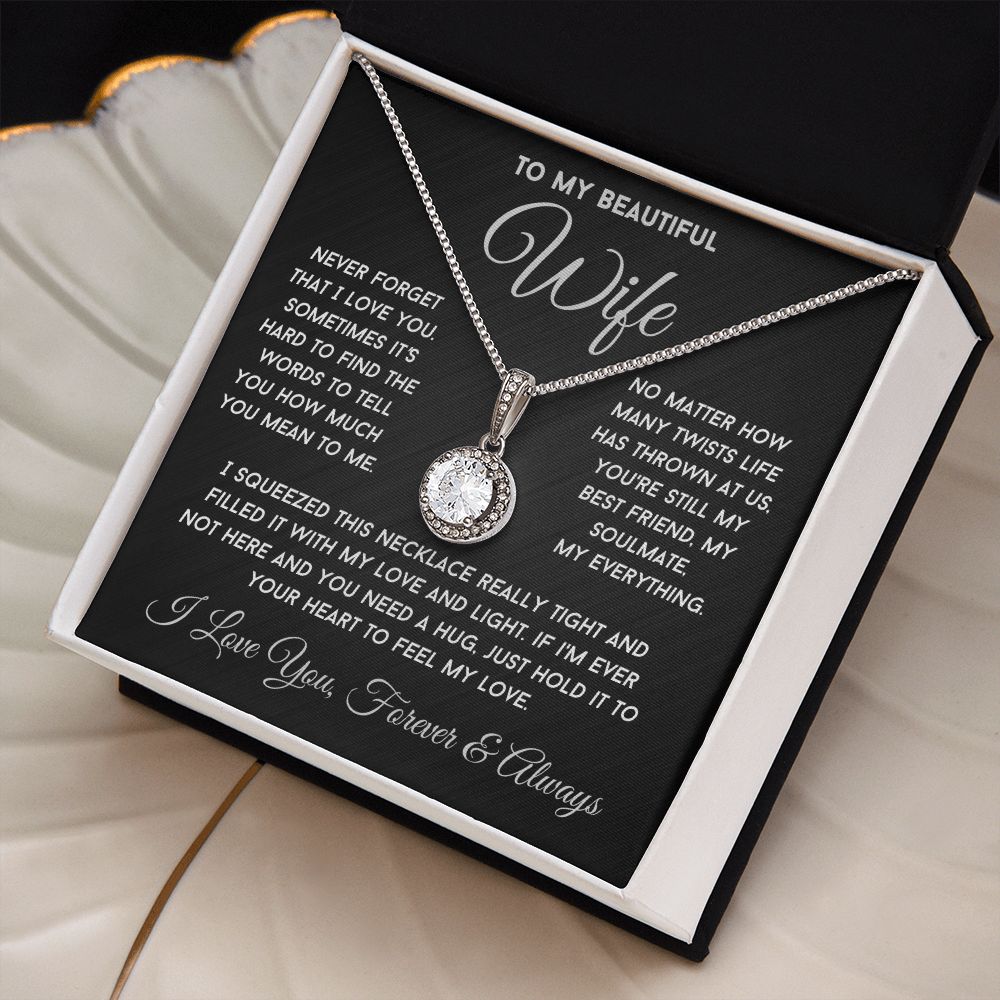 To My Wife Everlasting Love Necklace Gift For Her, Wife, Anniversary, Valentine, Birthday with Message Card