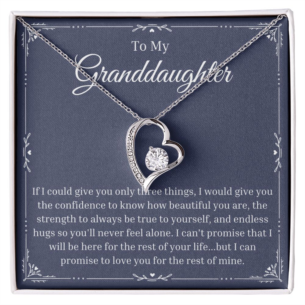 To My Granddaughter - Connected Hearts Pendant Necklace - Gold Or Silver